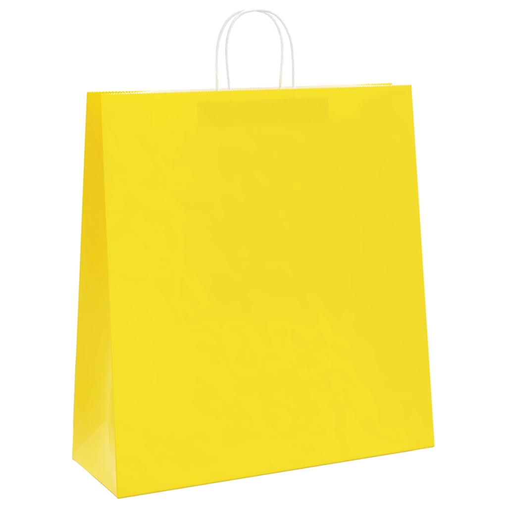 Paper Bags 250 pcs with Handles Yellow 45x17x48 cm