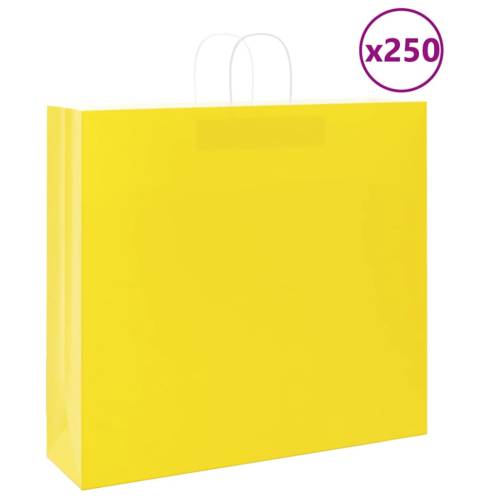 Paper Bags 250 pcs with Handles Yellow 54x15x49 cm