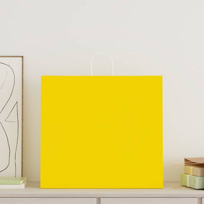Paper Bags 250 pcs with Handles Yellow 54x15x49 cm
