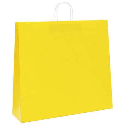 Paper Bags 250 pcs with Handles Yellow 54x15x49 cm