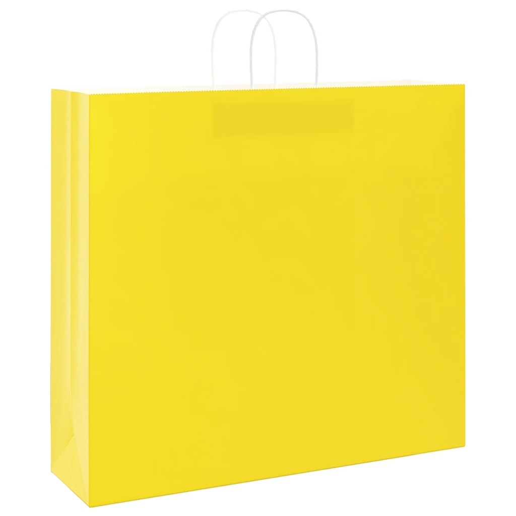Paper Bags 250 pcs with Handles Yellow 54x15x49 cm