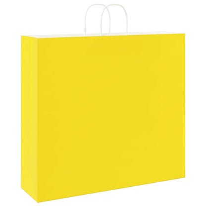 Paper Bags 250 pcs with Handles Yellow 54x15x49 cm