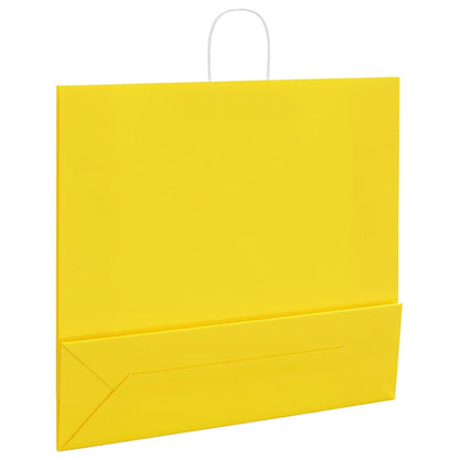 Paper Bags 250 pcs with Handles Yellow 54x15x49 cm