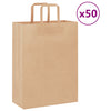 Paper Bags 50 pcs with Handles Brown 26x12x35 cm
