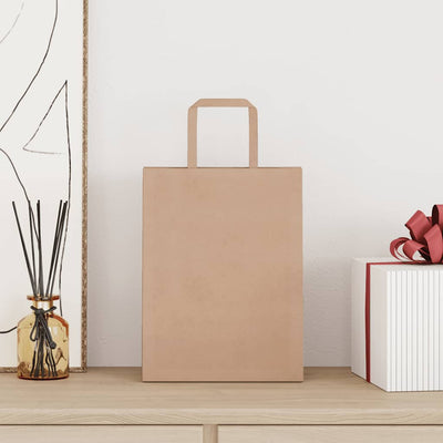 Paper Bags 250 pcs with Handles Brown 21x11x28 cm