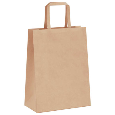 Paper Bags 250 pcs with Handles Brown 21x11x28 cm
