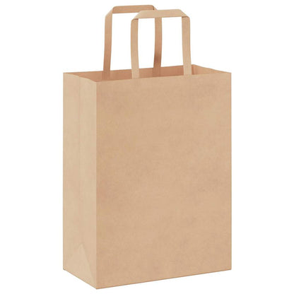Paper Bags 250 pcs with Handles Brown 21x11x28 cm
