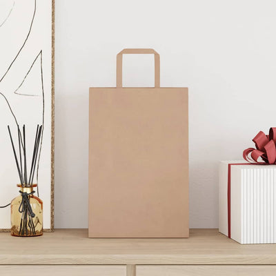 Paper Bags 250 pcs with Handles Brown 21x11x31 cm