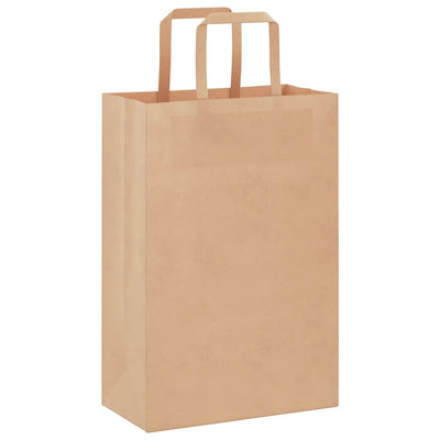 Paper Bags 250 pcs with Handles Brown 21x11x31 cm