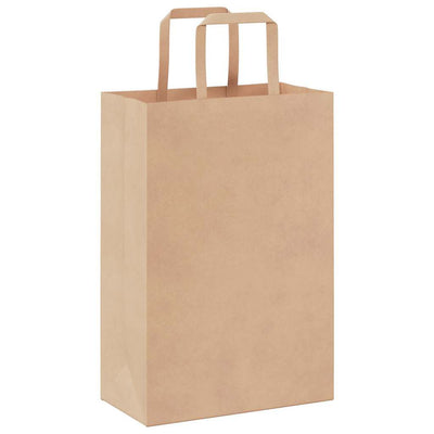 Paper Bags 250 pcs with Handles Brown 21x11x31 cm