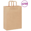 Paper Bags 250 pcs with Handles Brown 26x12x35 cm