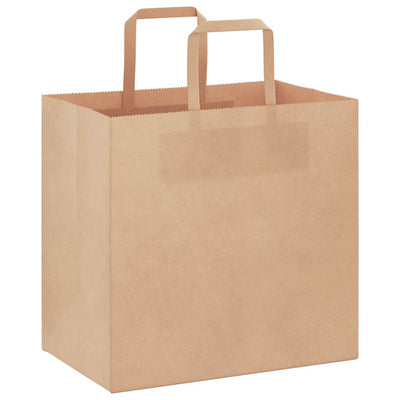 Paper Bags 250 pcs with Handles Brown 26x17x25 cm
