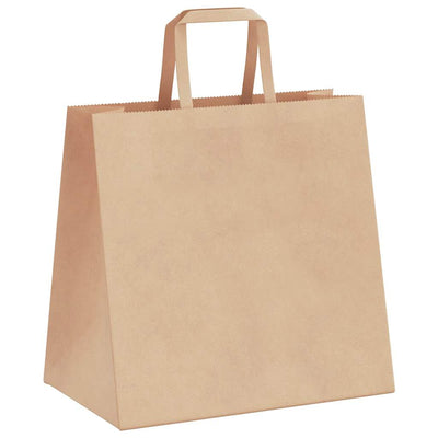 Paper Bags 250 pcs with Handles Brown 26x17x25 cm