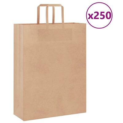 Paper Bags 250 pcs with Handles Brown 32x12x42 cm