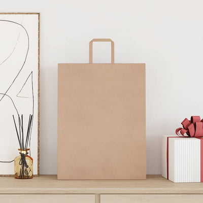 Paper Bags 250 pcs with Handles Brown 32x12x42 cm