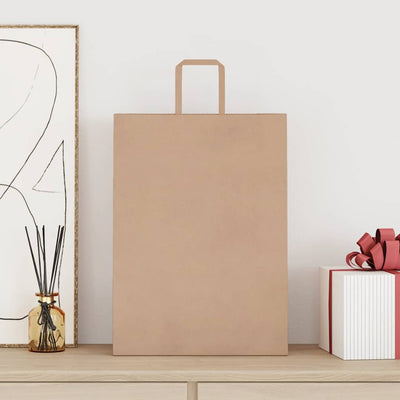 Paper Bags 250 pcs with Handles Brown 32x17x44 cm