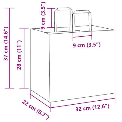 Paper Bags 250 pcs with Handles Brown 32x22x28 cm