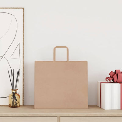 Paper Bags 250 pcs with Handles Brown 32x22x28 cm