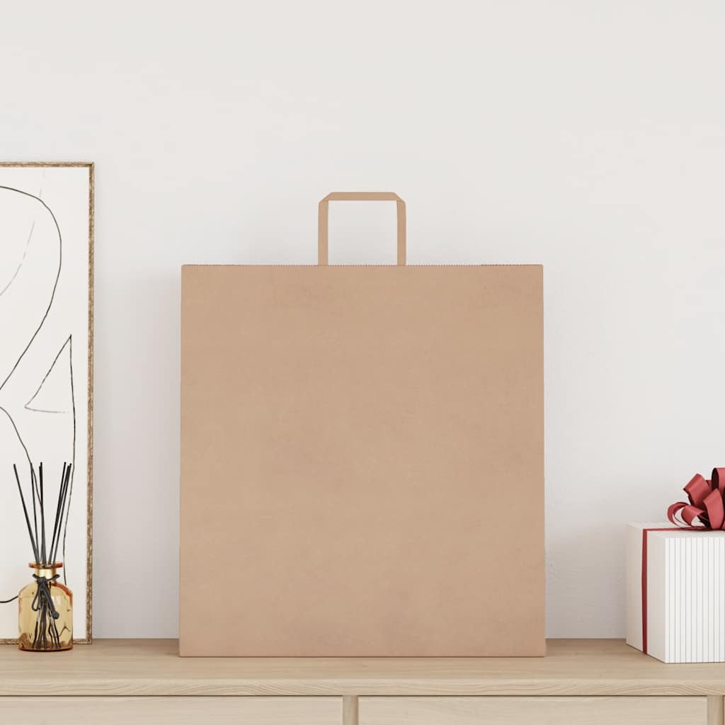 Paper Bags 250 pcs with Handles Brown 45x17x48 cm