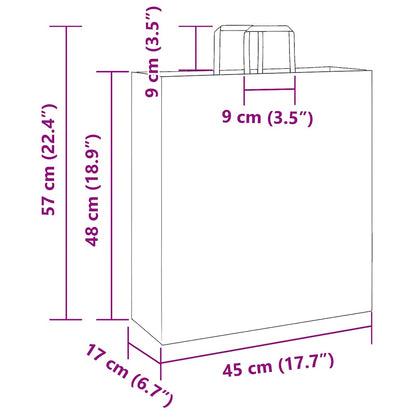 Paper Bags 250 pcs with Handles Brown 45x17x48 cm