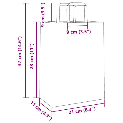 Paper Bags 250 pcs with Handles White 21x11x28 cm