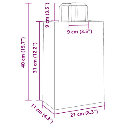 Paper Bags 250 pcs with Handles White 21x11x31 cm