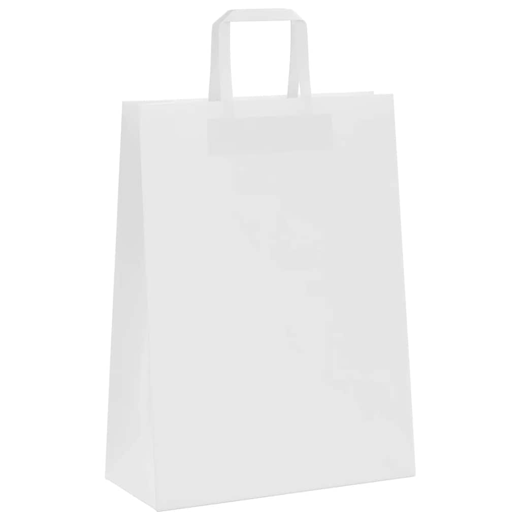 Paper Bags 250 pcs with Handles White 26x12x35 cm