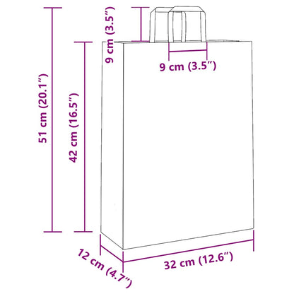 Paper Bags 250 pcs with Handles White 32x12x42 cm