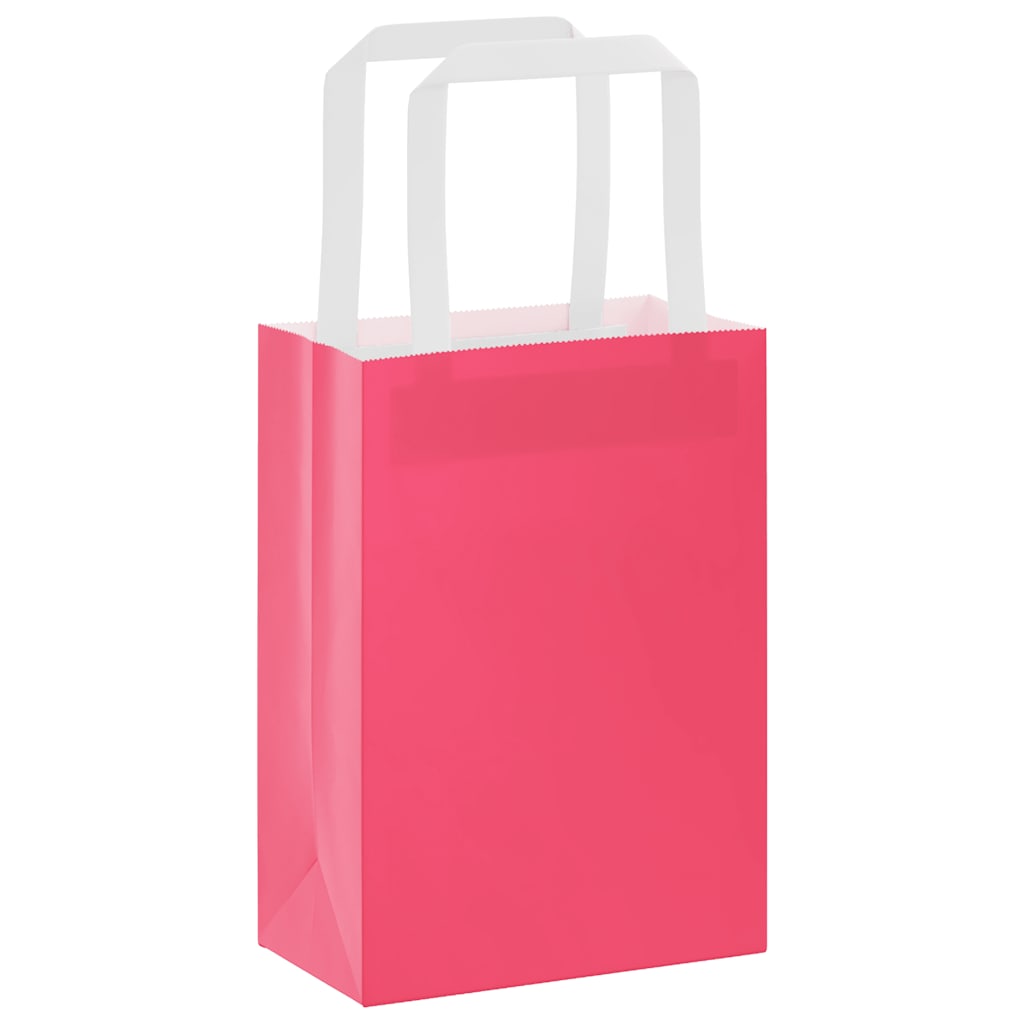 Paper Bags 250 pcs with Handles Pink 15x8x21 cm