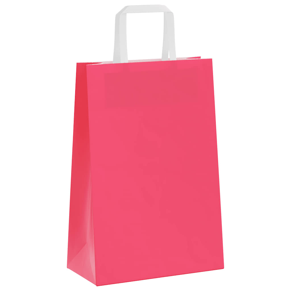 Paper Bags 250 pcs with Handles Pink 21x11x31 cm