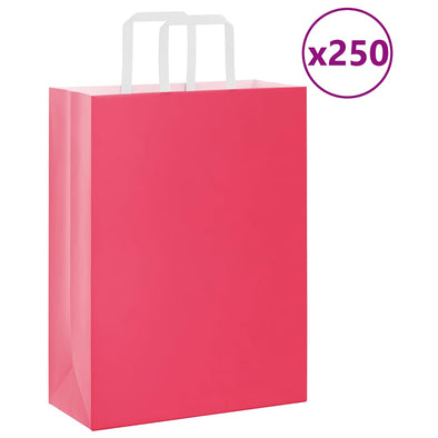 Paper Bags 250 pcs with Handles Pink 26x12x35 cm