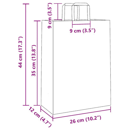 Paper Bags 250 pcs with Handles Pink 26x12x35 cm