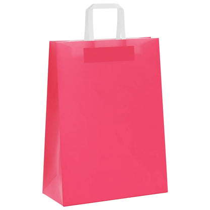 Paper Bags 250 pcs with Handles Pink 26x12x35 cm