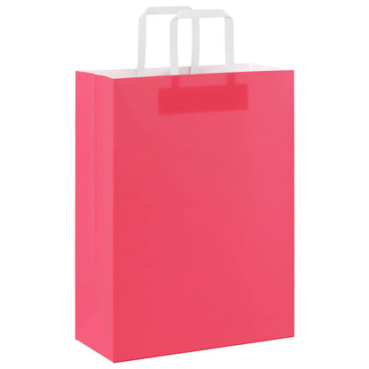 Paper Bags 250 pcs with Handles Pink 26x12x35 cm