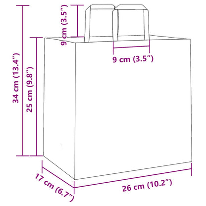 Paper Bags 250 pcs with Handles Pink 26x17x25 cm