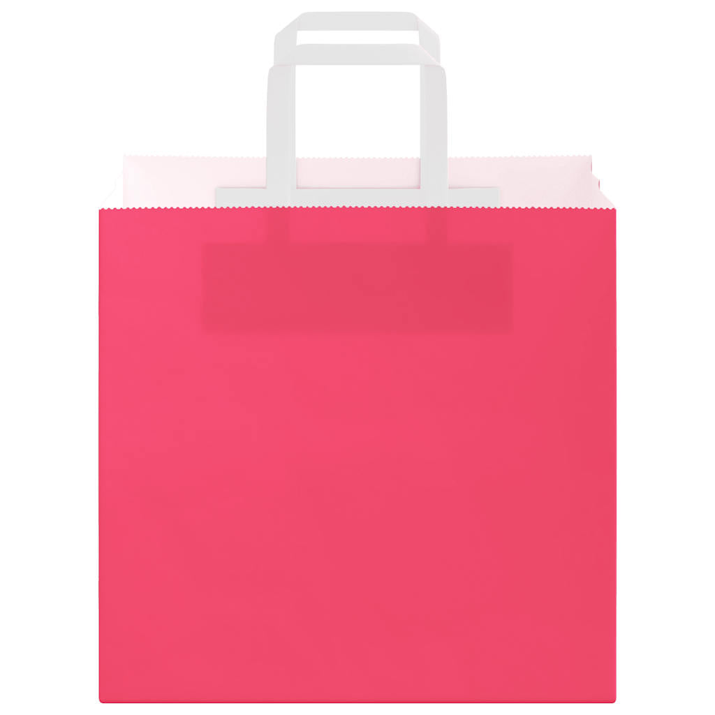Paper Bags 250 pcs with Handles Pink 26x17x25 cm