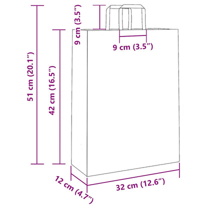 Paper Bags 250 pcs with Handles Pink 32x12x42 cm