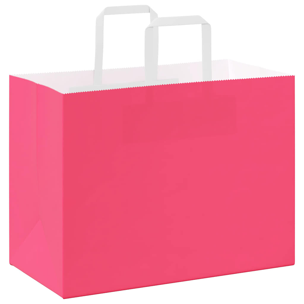Paper Bags 250 pcs with Handles Pink 32x17x25 cm