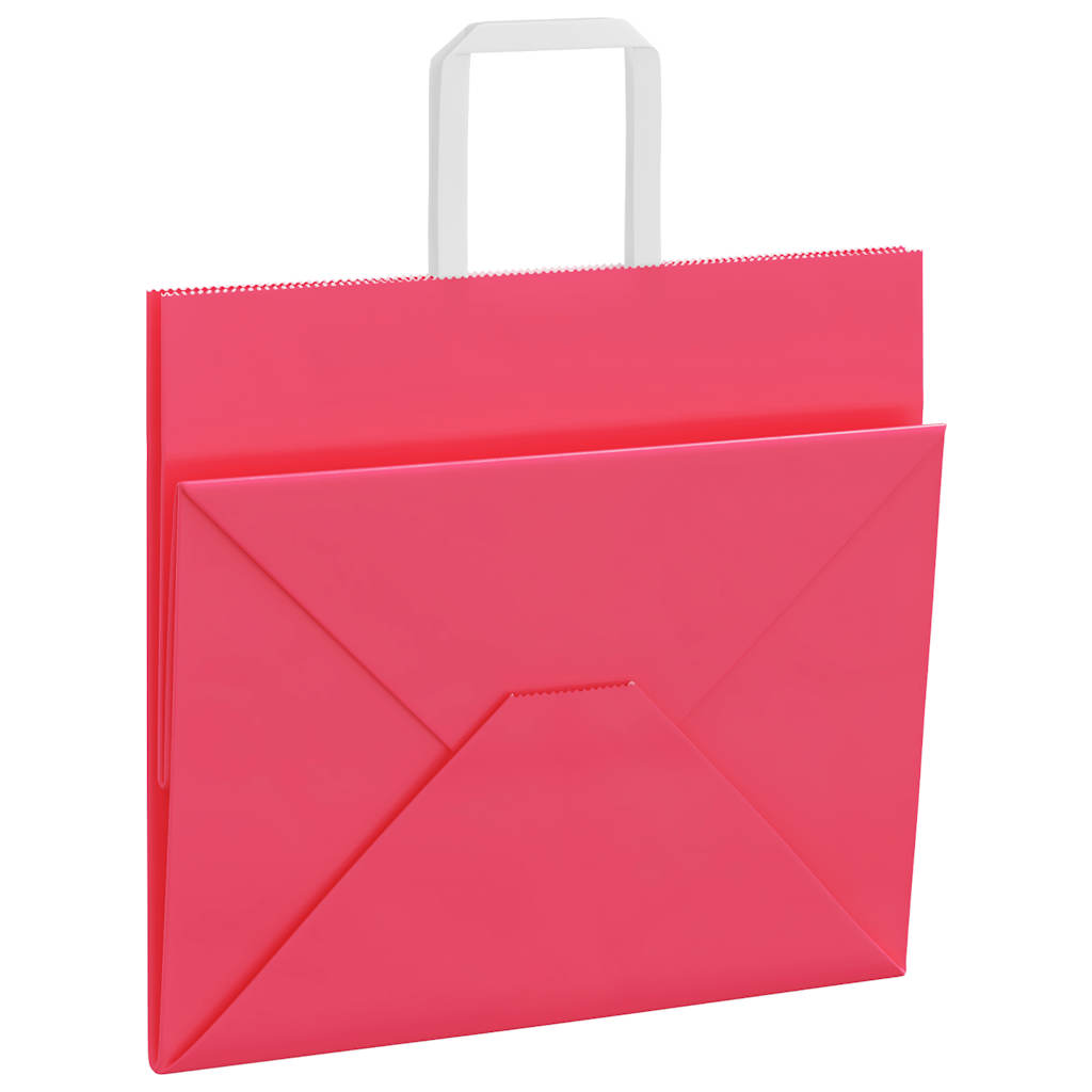 Paper Bags 250 pcs with Handles Pink 32x22x28 cm