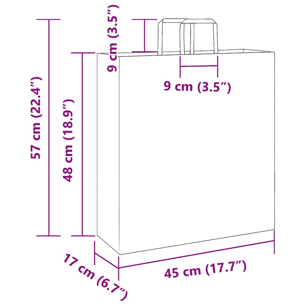 Paper Bags 250 pcs with Handles Pink 45x17x48 cm