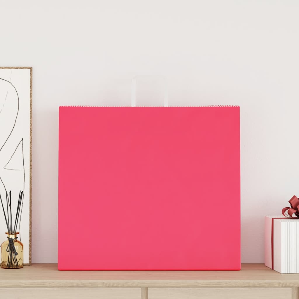 Paper Bags 250 pcs with Handles Pink 54x15x49 cm