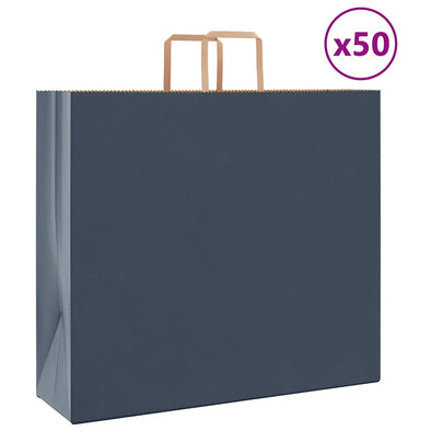 Paper Bags 50 pcs with Handles Blue 54x15x49 cm