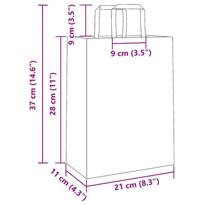 Paper Bags 250 pcs with Handles Blue 21x11x28 cm