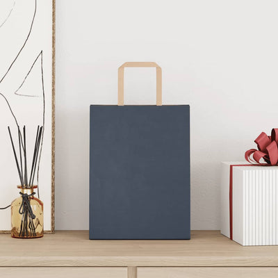 Paper Bags 250 pcs with Handles Blue 21x11x28 cm