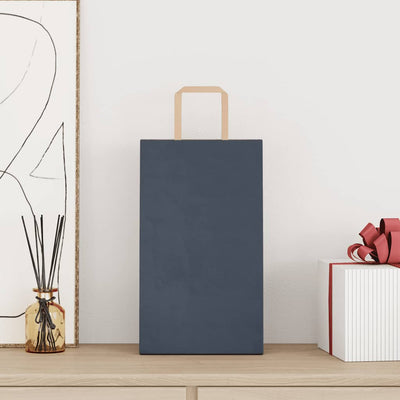 Paper Bags 250 pcs with Handles Blue 21x11x36 cm