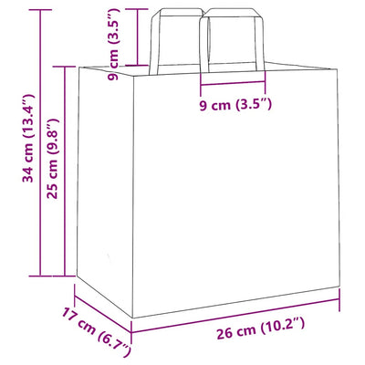 Paper Bags 250 pcs with Handles Blue 26x17x25 cm