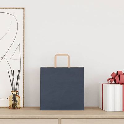 Paper Bags 250 pcs with Handles Blue 26x17x25 cm