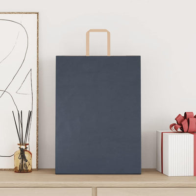 Paper Bags 250 pcs with Handles Blue 32x17x44 cm
