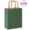 Paper Bags 250 pcs with Handles Green 18x8x22 cm