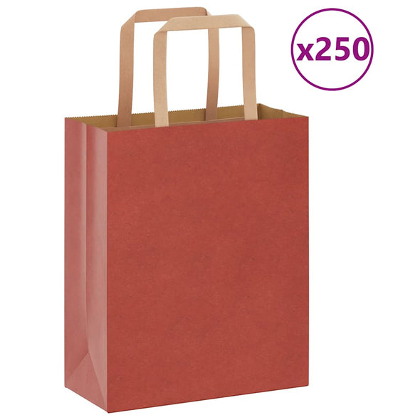 Paper Bags 250 pcs with Handles Red 18x8x22 cm